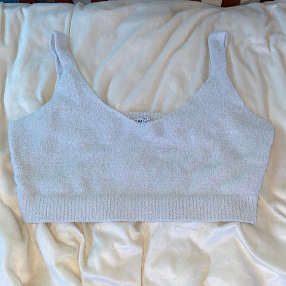 White Fuzzy Rue 21 Tank Top